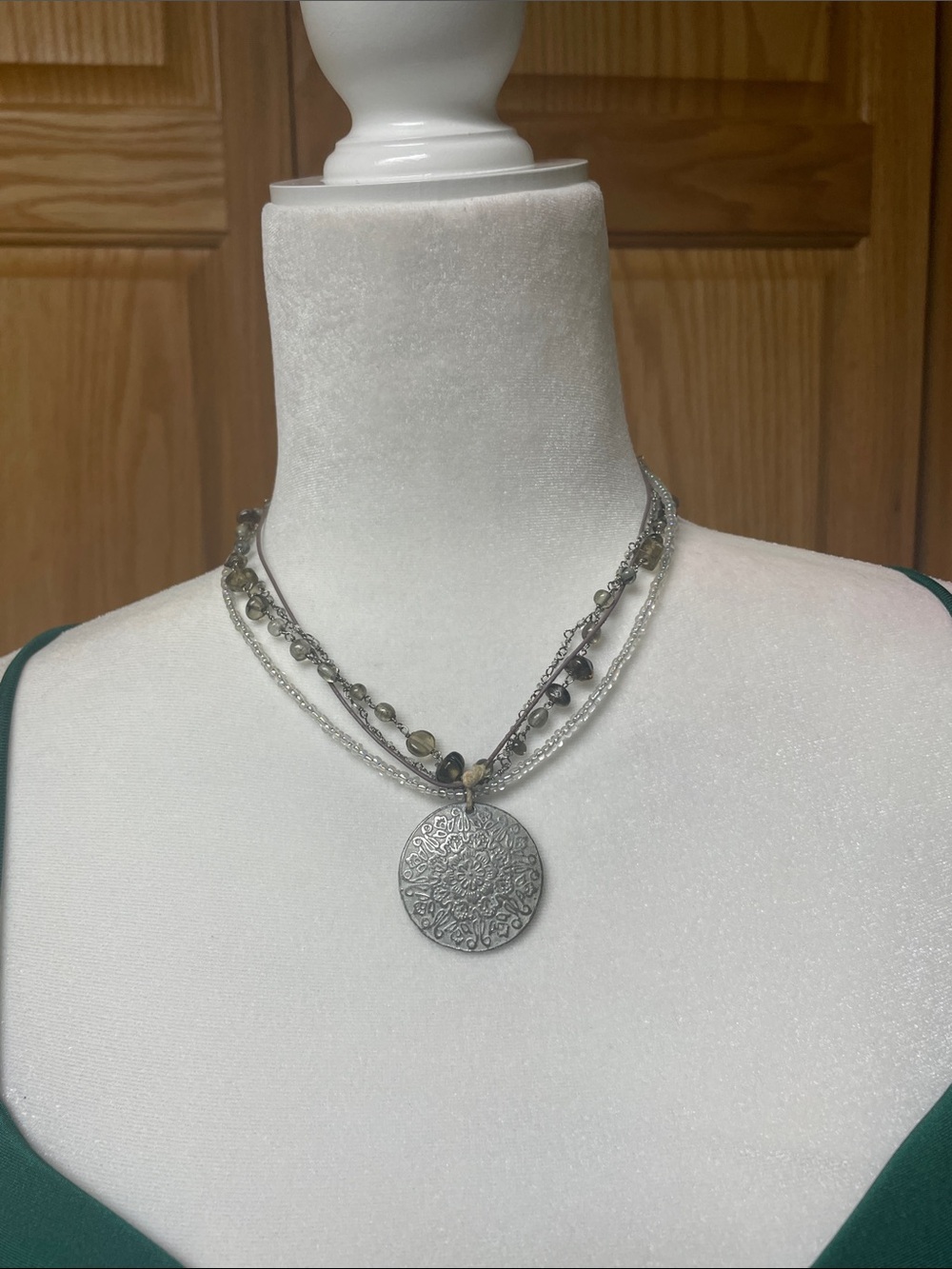 Aeropostale Multi-Strand Necklace with Silver tone Medallion